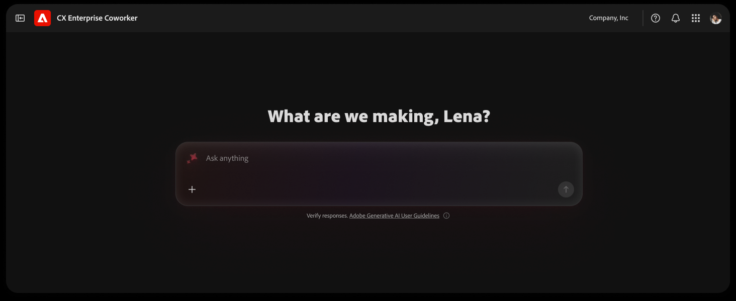 Coworker Chat interface asking 'What are we making, Lena?' with an Ask anything prompt